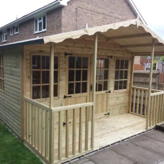 This image shows The Dovedale Summerhouse with an additional veranda