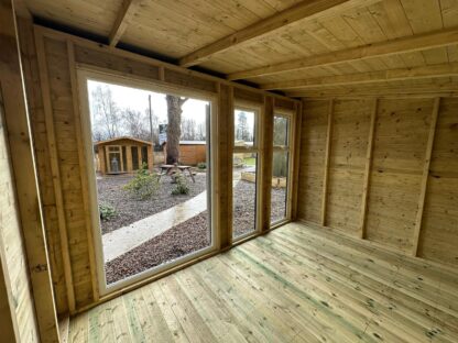 this image shows the inside of a timber building