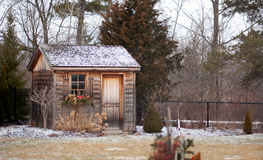 Garden shed in winter